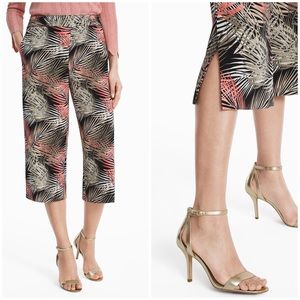 White House Black Market Printed Soft Split‎ Wide Leg Crop Pant Size 10 Tropical